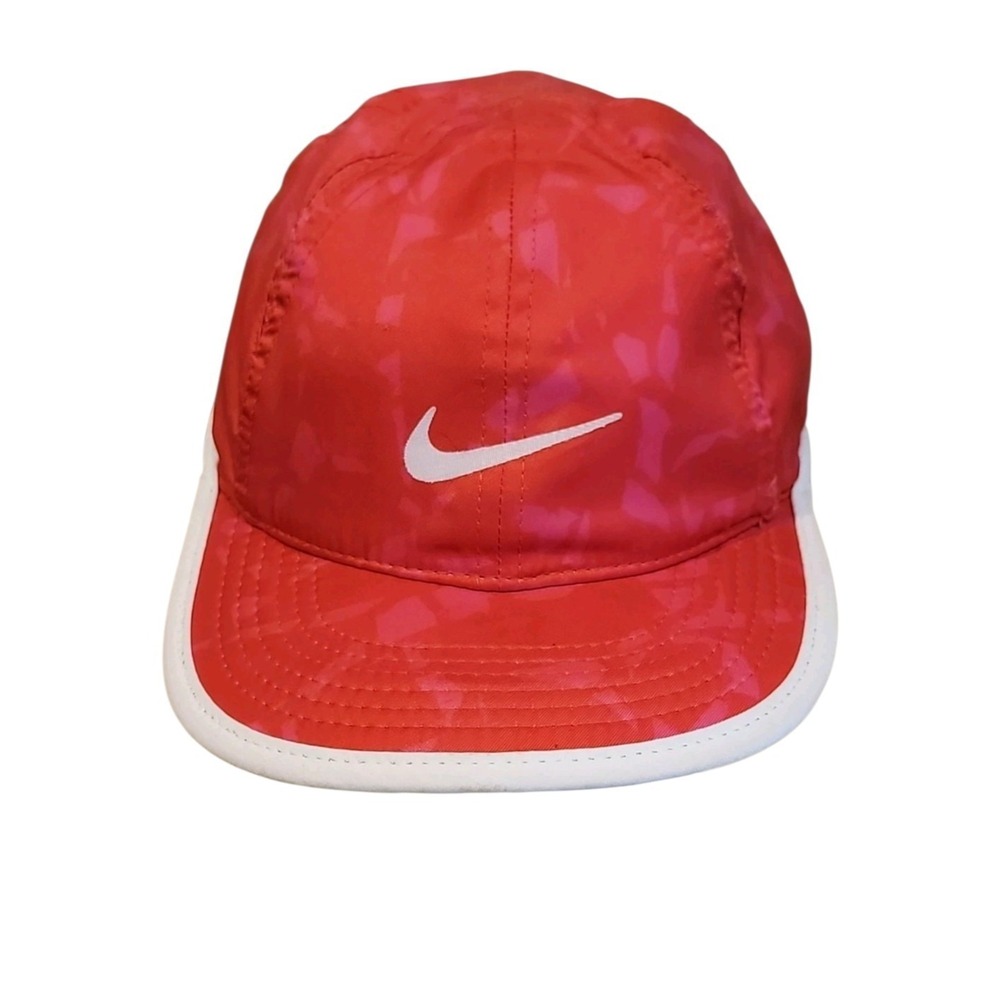 Nike Women's Featherlight 6 Panel Pink Center Swoosh Running Pickleball Cap Hat